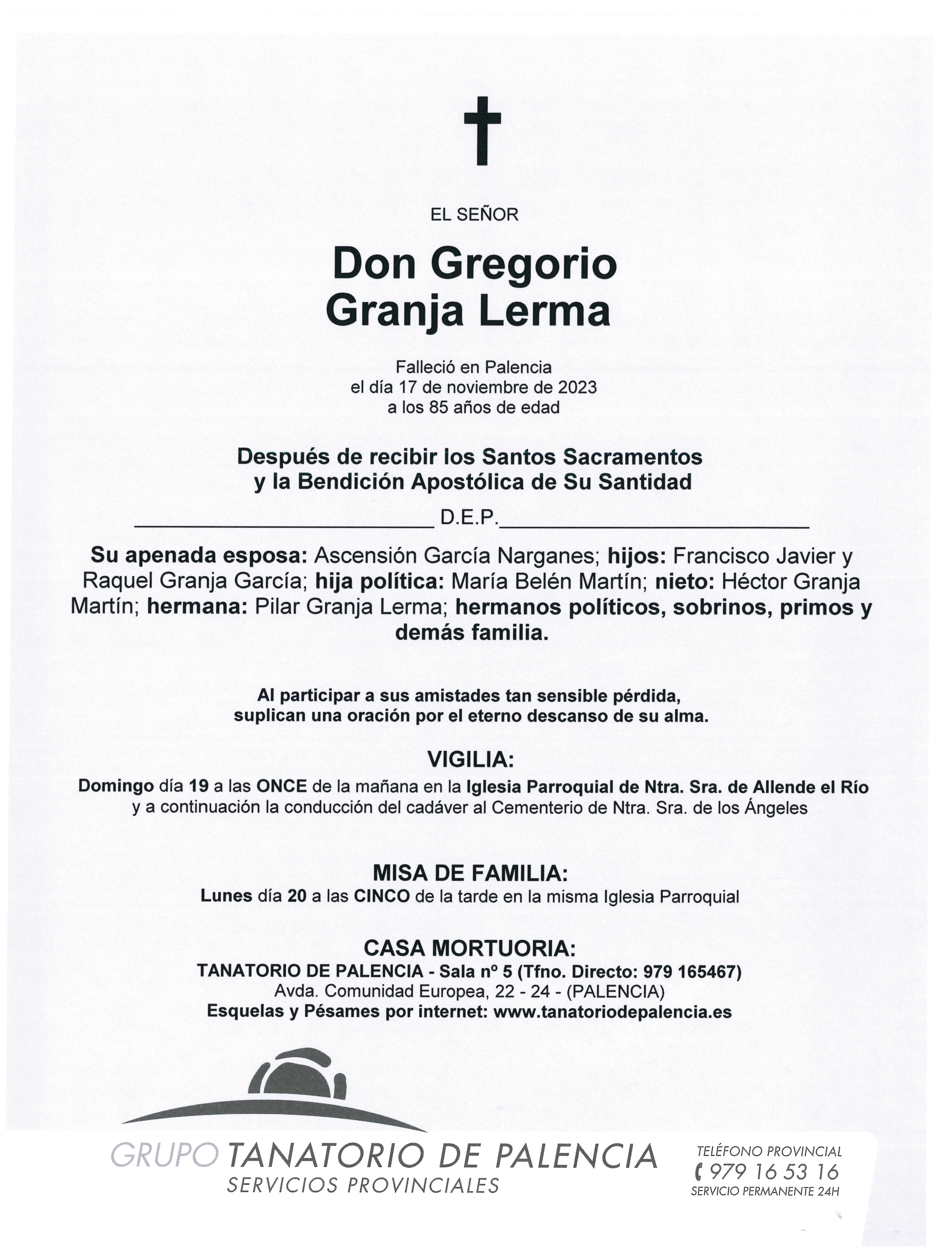 EL SEÑOR DON GREGORIO GRANJA LERMA